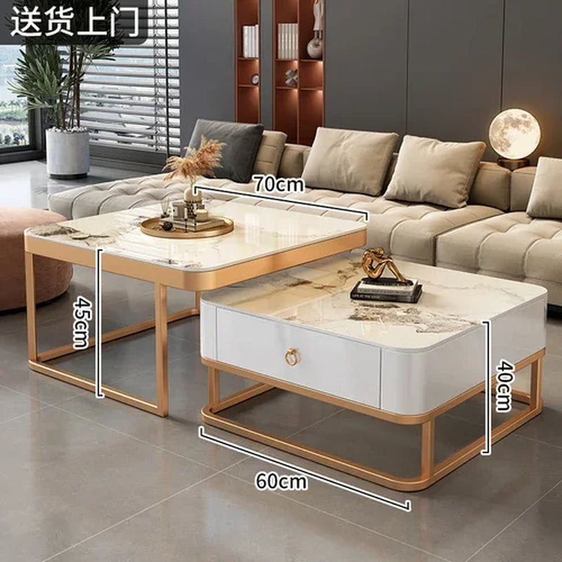 Clear Coffee Table Living Room Luxury White Glass Nordic Side Table Modern Minimalist Low Mesa Furniture for Home