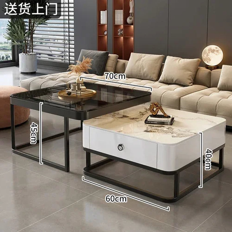 Clear Coffee Table Living Room Luxury White Glass Nordic Side Table Modern Minimalist Low Mesa Furniture for Home