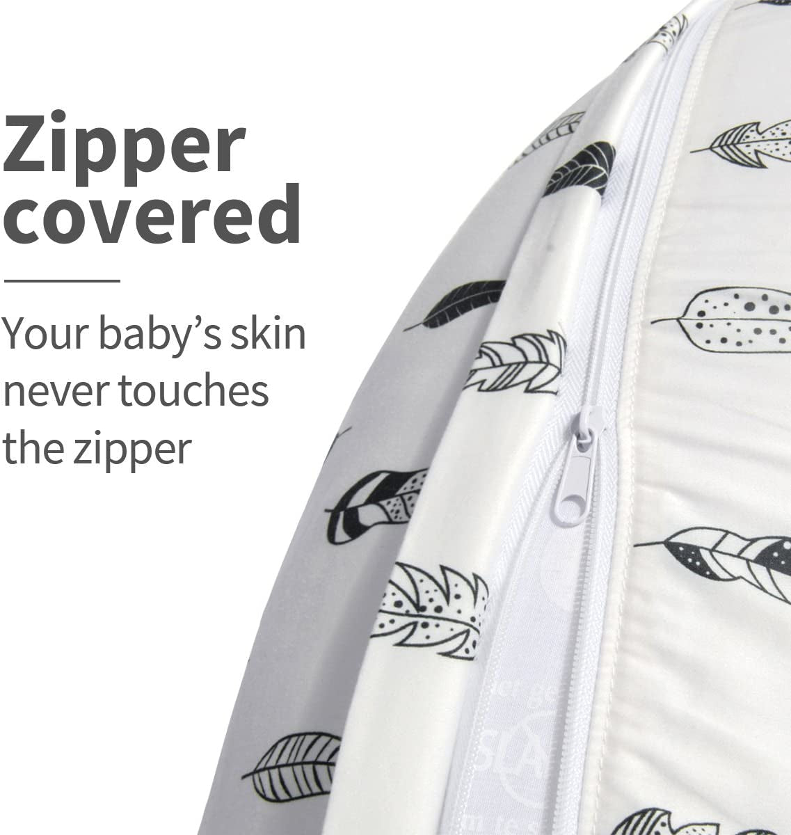 Nursing Pillow Cover Slipcover,100% Organic Cotton ,Soft and Comfortable,Feathers Design,Maternity Breastfeeding Newborn Infant Feeding Cushion Cover, ZT01