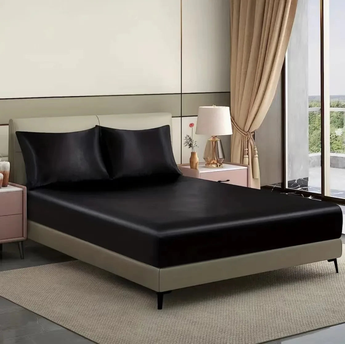 2/3 Pc Bed Sheets Set, Cool, Silky and Breathable, with Deep Pockets, as a Gift for Her or Him (1 Fitted Bed Sheet+2 Pillowcases, Coreless)