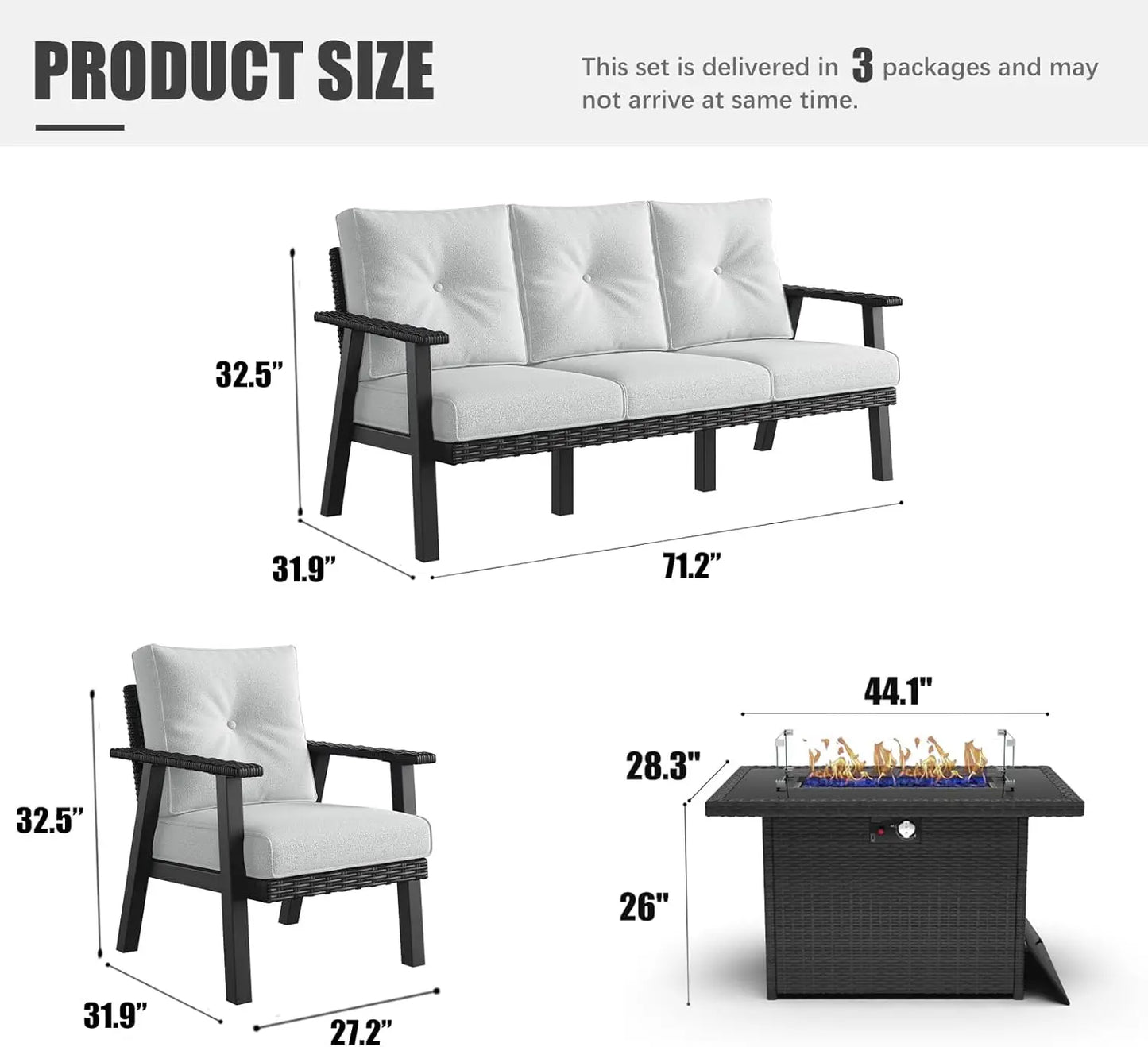 Modern Aluminum Patio Furniture Set,Outdoor Wicker Rattan Conversation Set Sofa Seating Set for Deck, Poolside, Porch