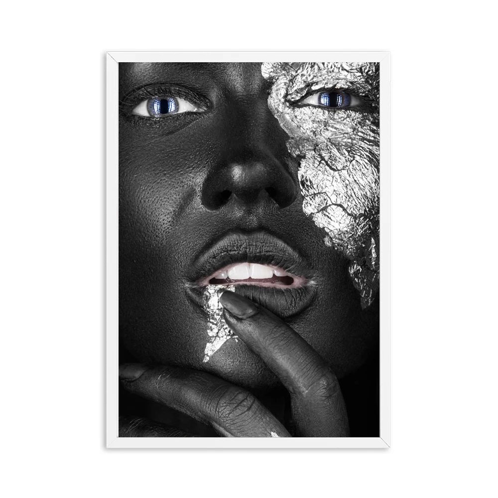 Black Gold Silver Nude African Art Woman Painting on Canvas Cuadros Posters and Prints Scandinavian Wall Picture for Living Room