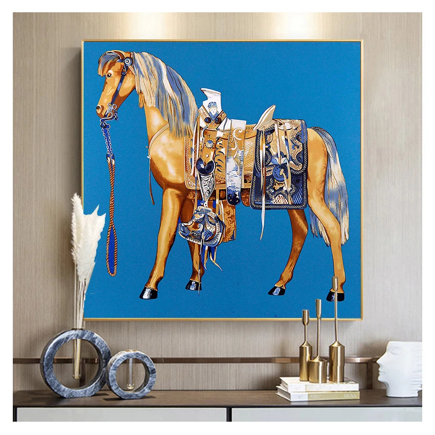 Painting Abstract Horse Canvas Poster Print Luxury Wall Pictures for Living Room Modern Home Decor Saudi Classic Animal Wall Art