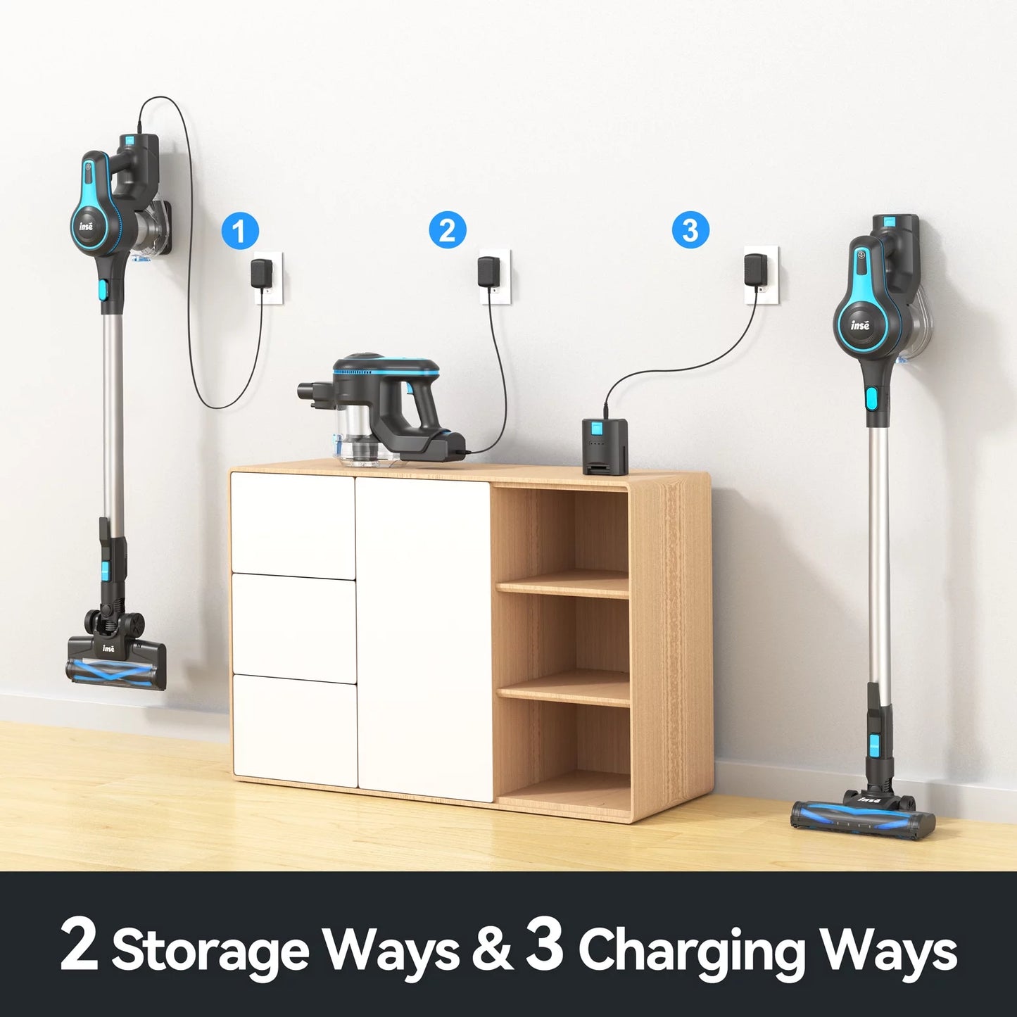 Cordless Vacuum Cleaner, 6 in 1 Powerful Suction Lightweight Stick Vacuum with 2200Mah Rechargeable Battery, up to 45Min Runtime, for Home Furniture Hard Floor Carpet Car Hair