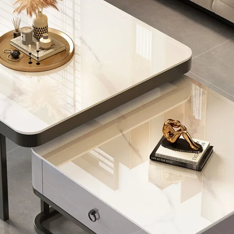 Clear Coffee Table Living Room Luxury White Glass Nordic Side Table Modern Minimalist Low Mesa Furniture for Home