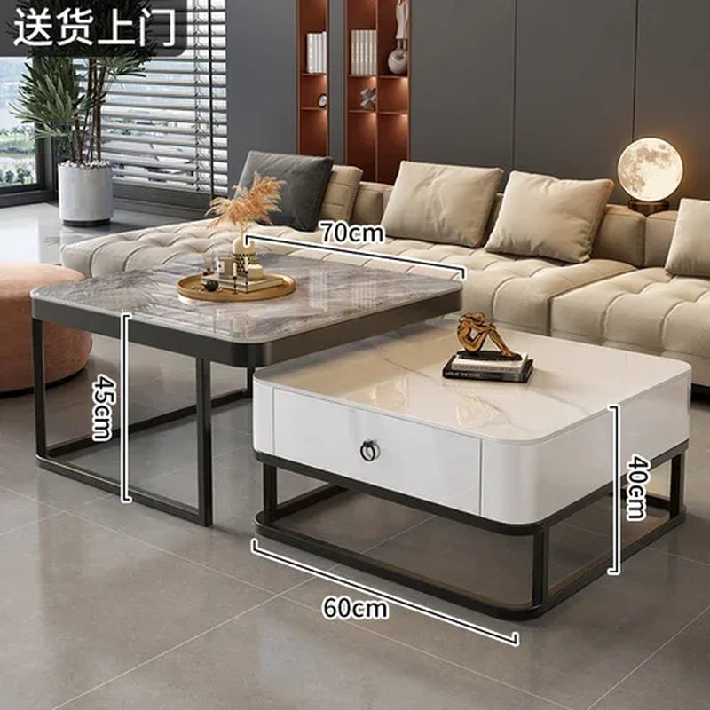 Clear Coffee Table Living Room Luxury White Glass Nordic Side Table Modern Minimalist Low Mesa Furniture for Home