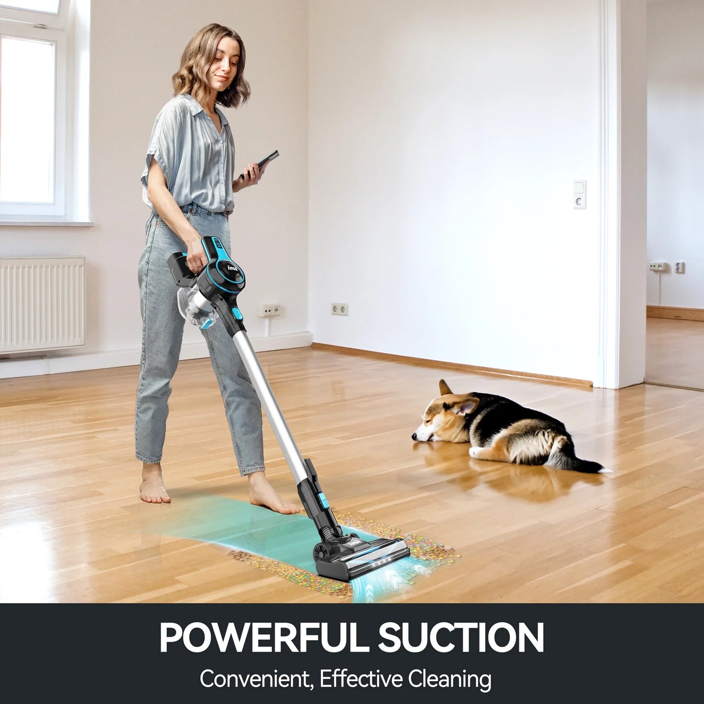 Cordless Vacuum Cleaner, 6 in 1 Powerful Suction Lightweight Stick Vacuum with 2200Mah Rechargeable Battery, up to 45Min Runtime, for Home Furniture Hard Floor Carpet Car Hair