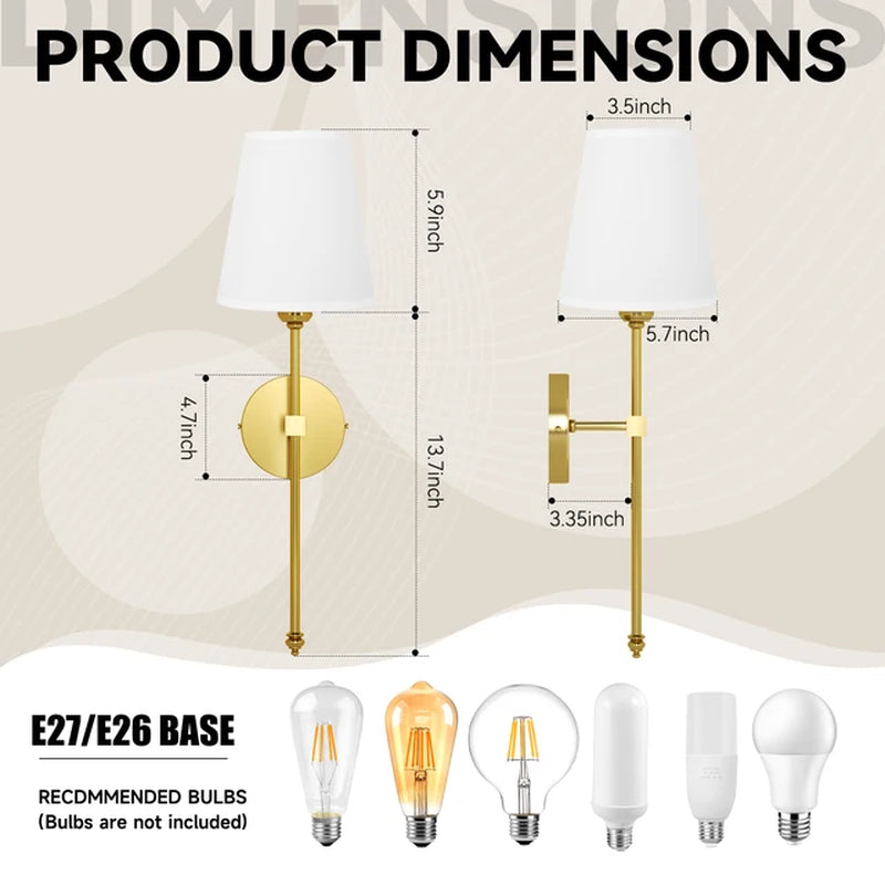 Led Wall Lamp E26/E27 Socket Bathroom Mirror Light Bedside Wall Sconce Light Led Wall Lighting Fixture for Bedroom Living Room