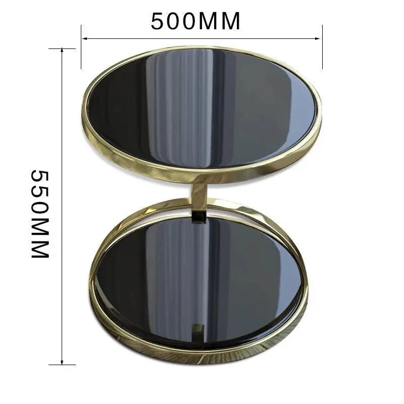 Light Luxury Tempered Glass Double Corner Table Living Room Sofa Side round Table Postmodern Balcony Coffee Table GN741TB