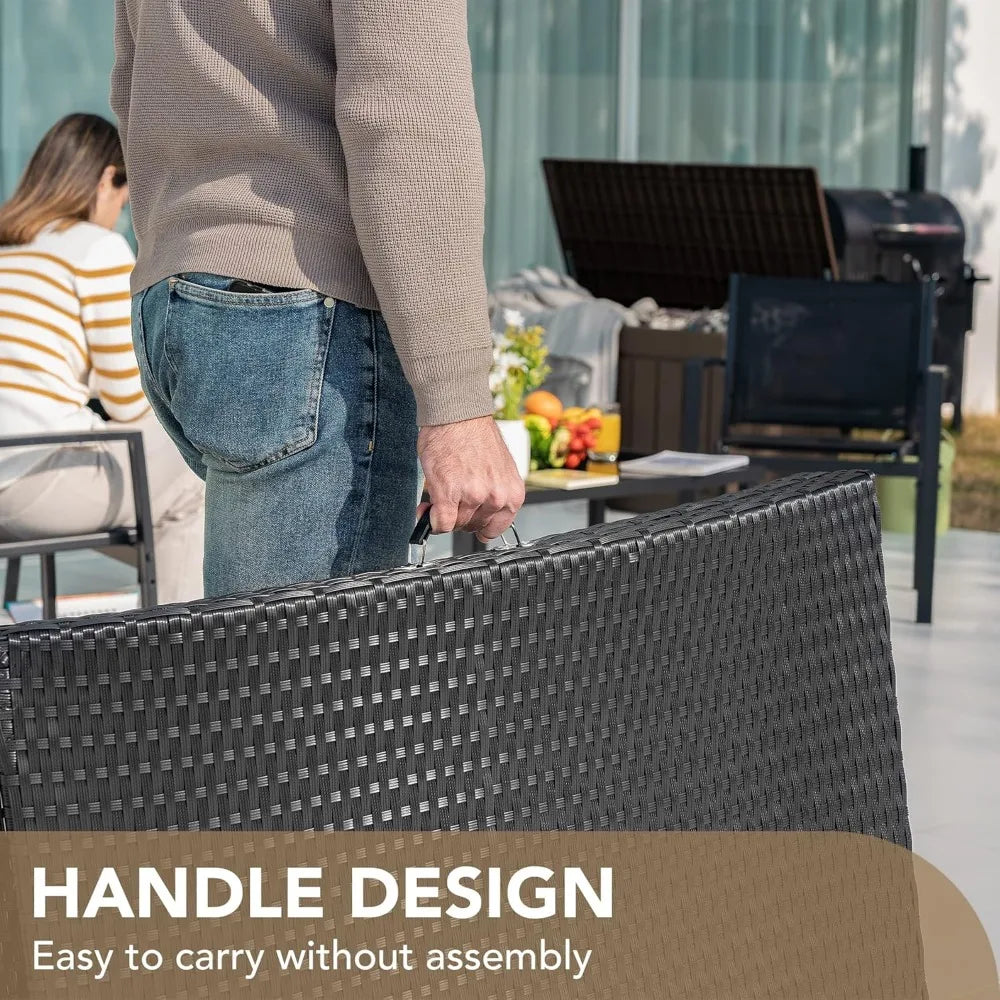 Outdoor Chaise Lounge Chair, 3 Pieces Chaises Set with Folding Table Poolside Rattan Reclining , Outdoor Chaise Lounge Chair