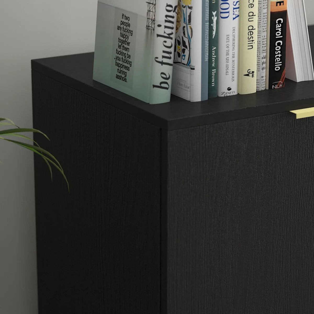 Console Table with Storage and Drawers, Modern Wood Entryway Console Table with 2 Cabinet Doors, Black