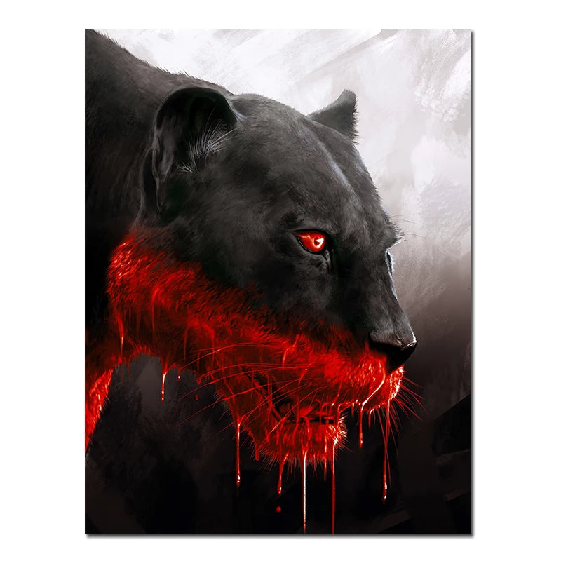 Hunting Black Golden Panther Luxury Canvas Painting Animal Posters and Print Wall Art Pictures for Living Room Home Decor