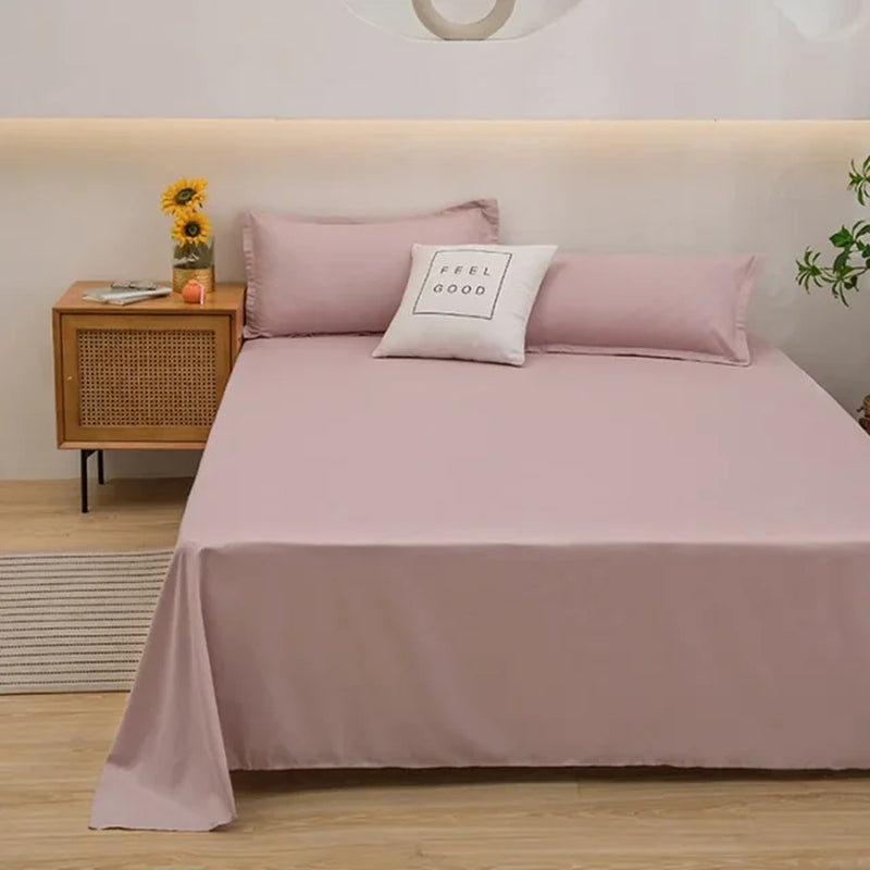 Simple Student Dormitory 2024 Ins Solid Color Bed Sheet Washed Cotton Single Product Quilt Three Piece Set Single and Double