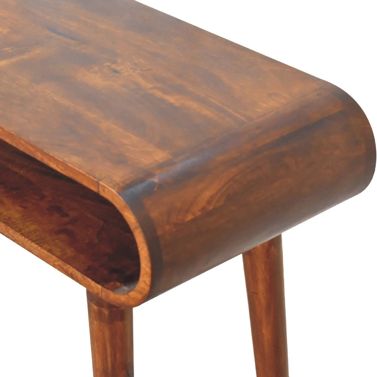 Console Table with Shelves - Minimalist Solid Wood Entryway Storage Table - Hand Carved Unique Design