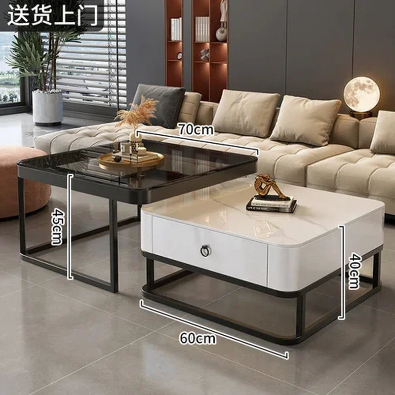 Clear Coffee Table Living Room Luxury White Glass Nordic Side Table Modern Minimalist Low Mesa Furniture for Home