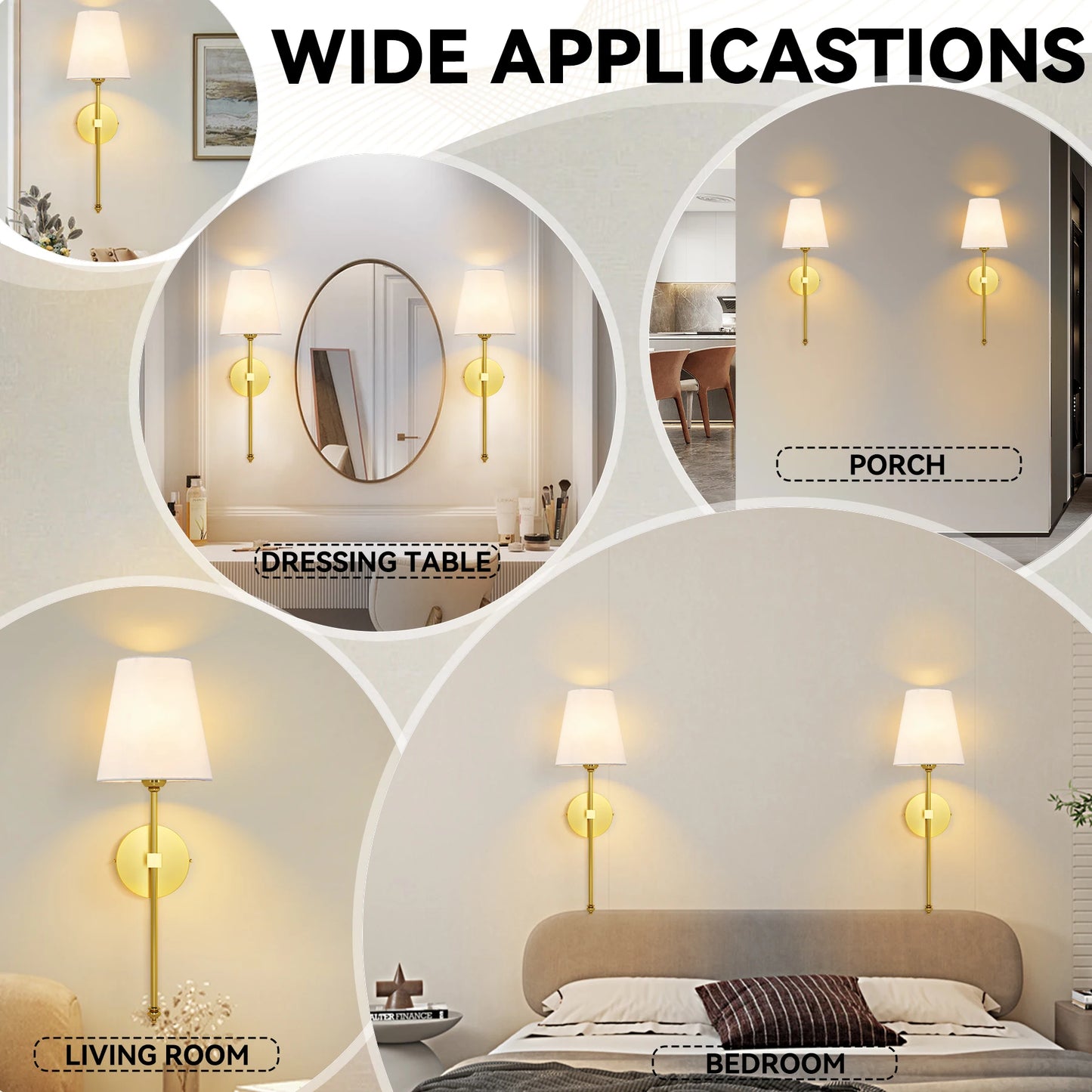 Led Wall Lamp E26/E27 Socket Bathroom Mirror Light Bedside Wall Sconce Light Led Wall Lighting Fixture for Bedroom Living Room