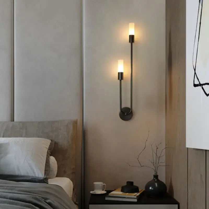 Nordic Luxury Wall Lamp Living Room Modern Minimalist LED Black Gold Creative TV Background Wall Corridor Bedroom Bedside Lamp