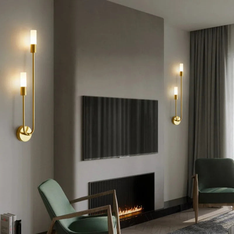 Nordic Luxury Wall Lamp Living Room Modern Minimalist LED Black Gold Creative TV Background Wall Corridor Bedroom Bedside Lamp