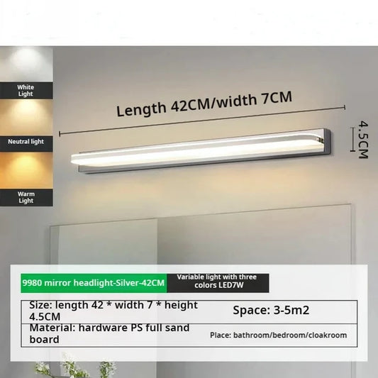 Modern Minimalist Non Perforated Waterproof Fog Bathroom Lighting Mirror Cabinet Lamps, Vanity Mirror Lamps