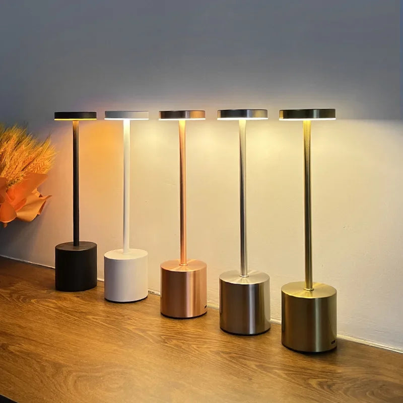 Portable Modern Aluminium Led Dimmable Restaurant Cordless Table Lamp with Usb Rechargeable Battery for Hotel Bar Dinning Room