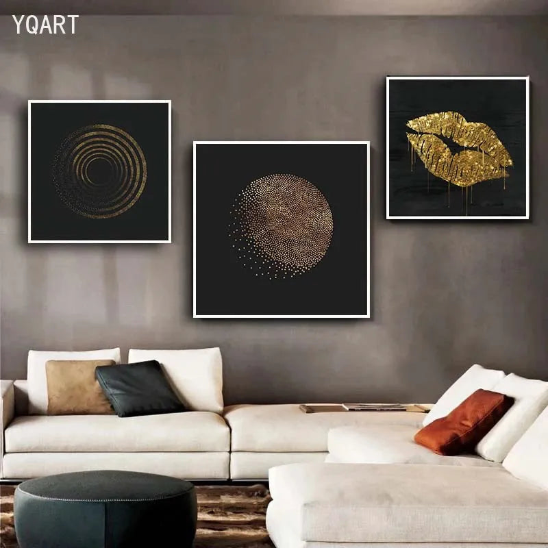 Minimalist Abstract Golden Luxury Posters Canvas Art Paintings Wall Art Decorative Pictures for Modern Home Living Room Decor