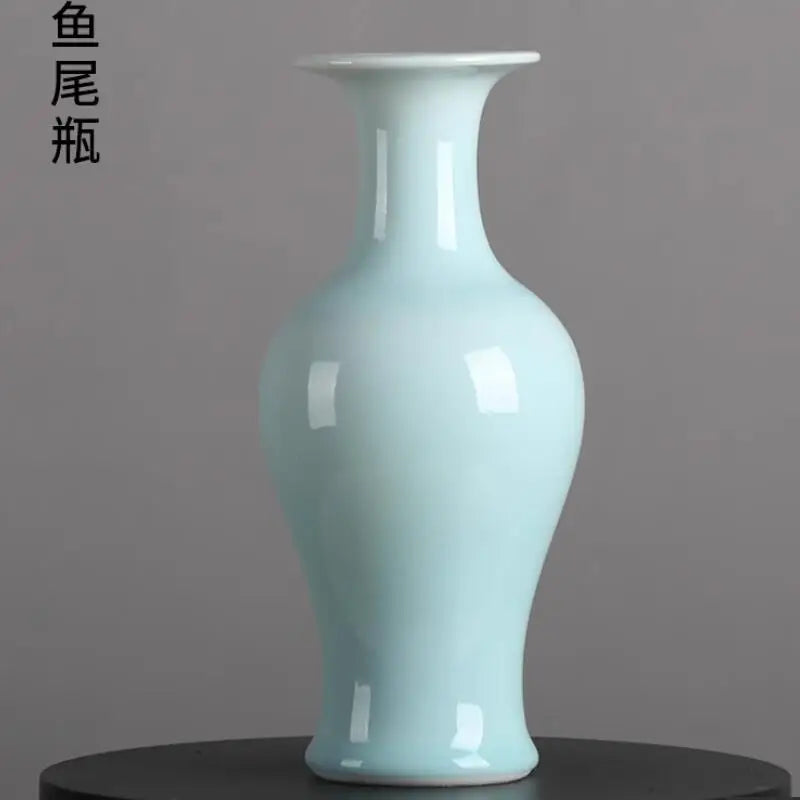 Ceramic Vase New Chinese Style Imitation Song Misty Blue Porcelain Home Living Room Curio Shelves Decoration Crafts Decorations