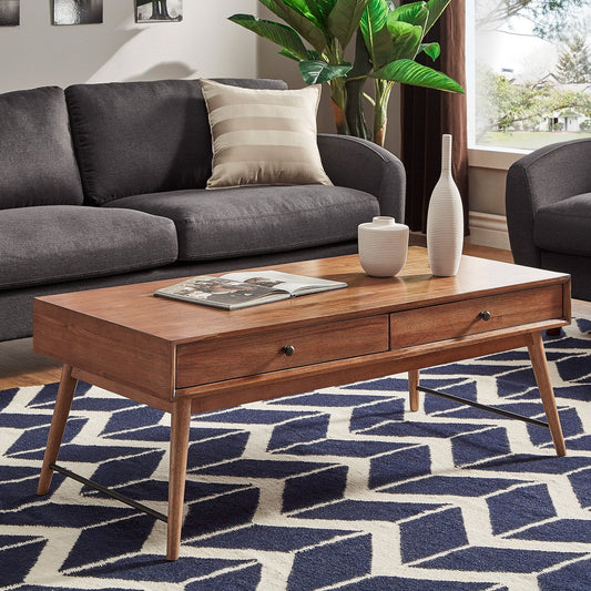 Krisel Mid-Century Rectangular Wood Coffee Table, Brown