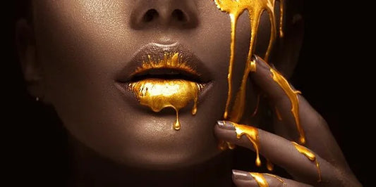 Black Women Face with Golden Liquid Canvas Poster Large Size Modern Wall Art Canvas Pictures for Modern Living Room Home Decor