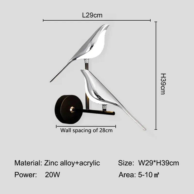 Magpie Bird Touch Switch LED Wall Lamps for Sofa Background Bedside Indoor 360° Rotatable Indoor LED Wall Lighting Wall Sconce