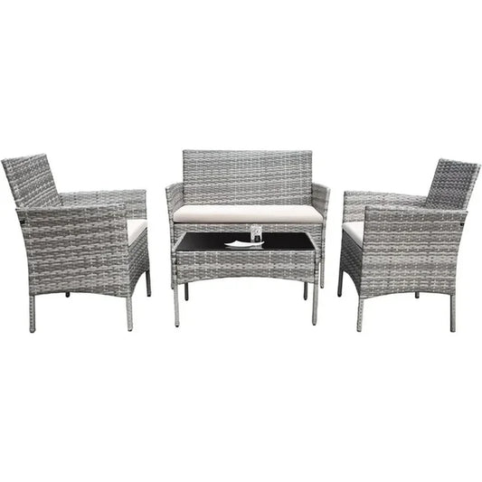 4 Pieces Patio Rattan Chair Wicker Set Garden Furniture Sofa Outdoor