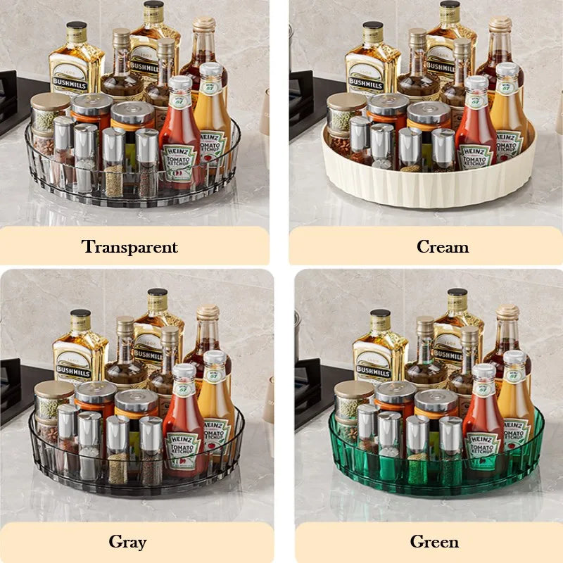 360 Rotating Storage Rack for Kitchen Seasoning Organizer Shelf Non-Slip Kitchen Supplies Lazy Susan Turntable for Fridge