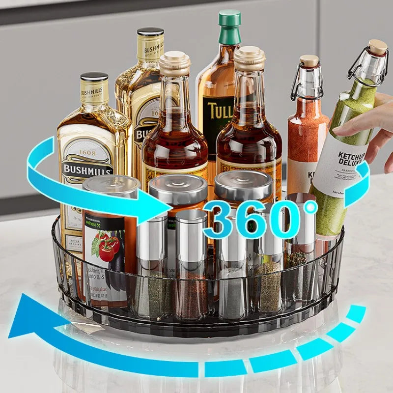 360 Rotating Storage Rack for Kitchen Seasoning Organizer Shelf Non-Slip Kitchen Supplies Lazy Susan Turntable for Fridge