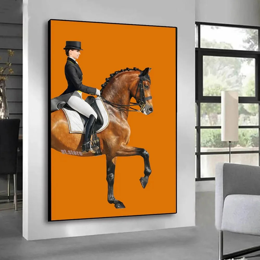 Modern Aristocratic Equestrian Posters Canvas Paintings Living Room Home Decorations Modern Horse Riding Oil Paintings Wall