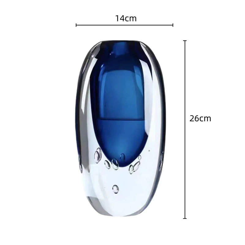 Blue Crystal Glass Vase Thick Glass Hydroponics Terrarium Flower Vase