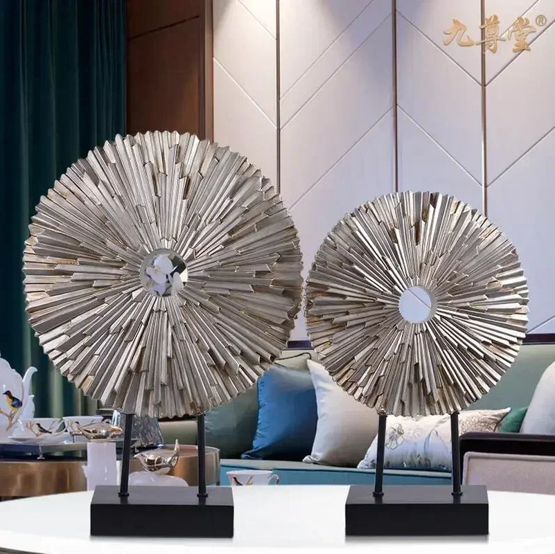 European Luxury Resin round Figurines Art Home Furnishing Decoration Crafts Livingroom Table Miniatures Office Desktop Ornaments