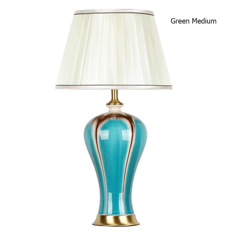 AOSONG Ceramic Table Lamps Desk Light Luxury Modern Fabric Decorative for Home Foyer Living Room Office Creative Bed Room Hotel