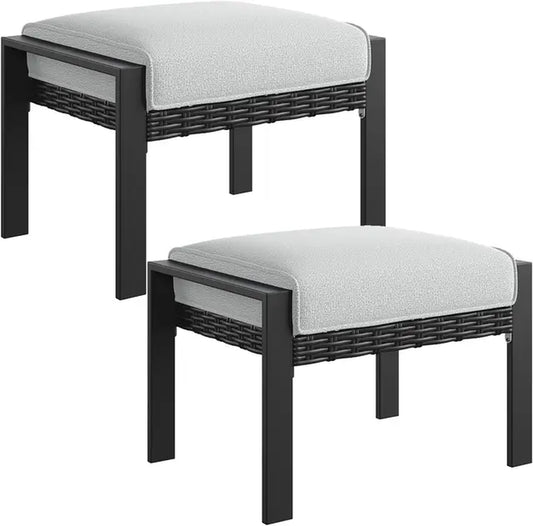 Modern Aluminum Patio Furniture Set,Outdoor Wicker Rattan Conversation Set Sofa Seating Set for Deck, Poolside, Porch