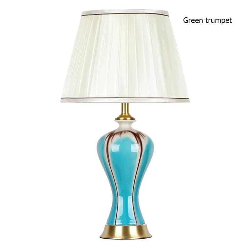 AOSONG Ceramic Table Lamps Desk Light Luxury Modern Fabric Decorative for Home Foyer Living Room Office Creative Bed Room Hotel