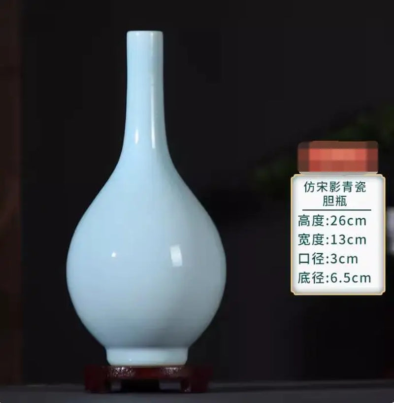 Ceramic Vase New Chinese Style Imitation Song Misty Blue Porcelain Home Living Room Curio Shelves Decoration Crafts Decorations