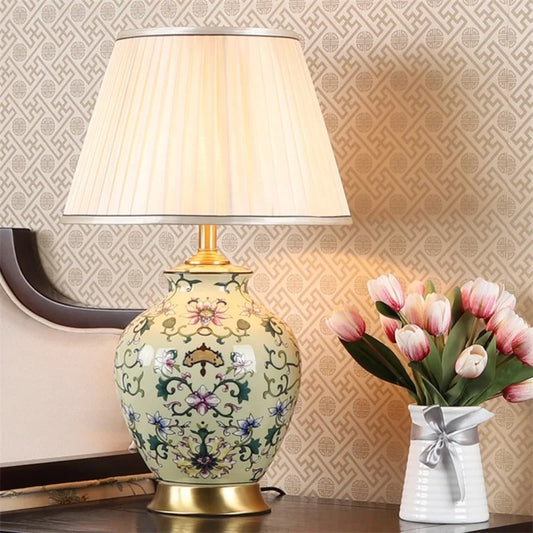 FAIRY Ceramic Table Lamps Desk Luxury Modern Dimmer Copper Contemporary Fabric for Foyer Living Room Office Creative Bed Room
