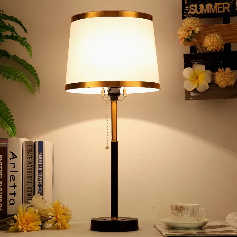 Retro Simple Table Lamps Pull Switch Light Luxury Nordic Bedroom Bedside Night Light Living Room Study Decorative Desk Lights