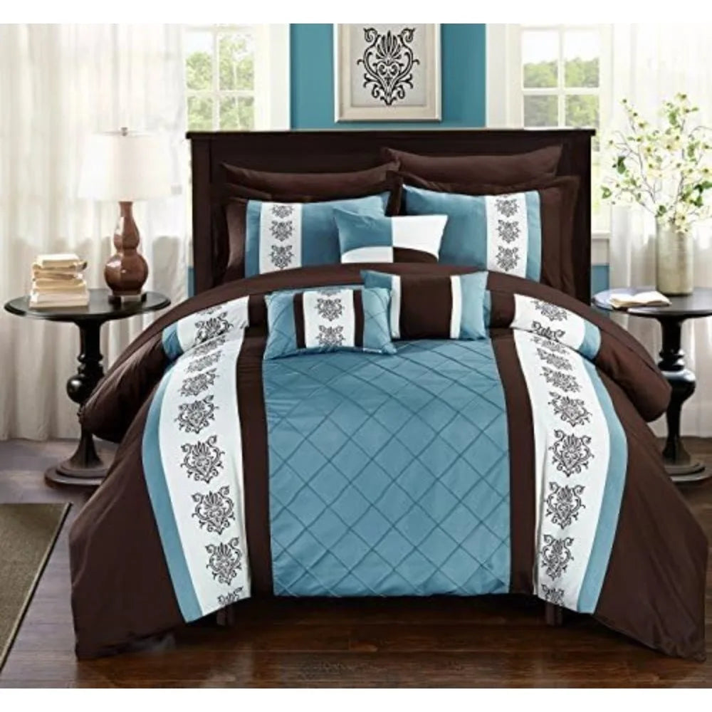 Brown 10 Piece Bed in a Bag Comforter Set with Sheets, Queen