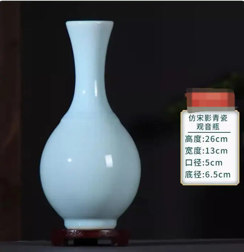 Ceramic Vase New Chinese Style Imitation Song Misty Blue Porcelain Home Living Room Curio Shelves Decoration Crafts Decorations