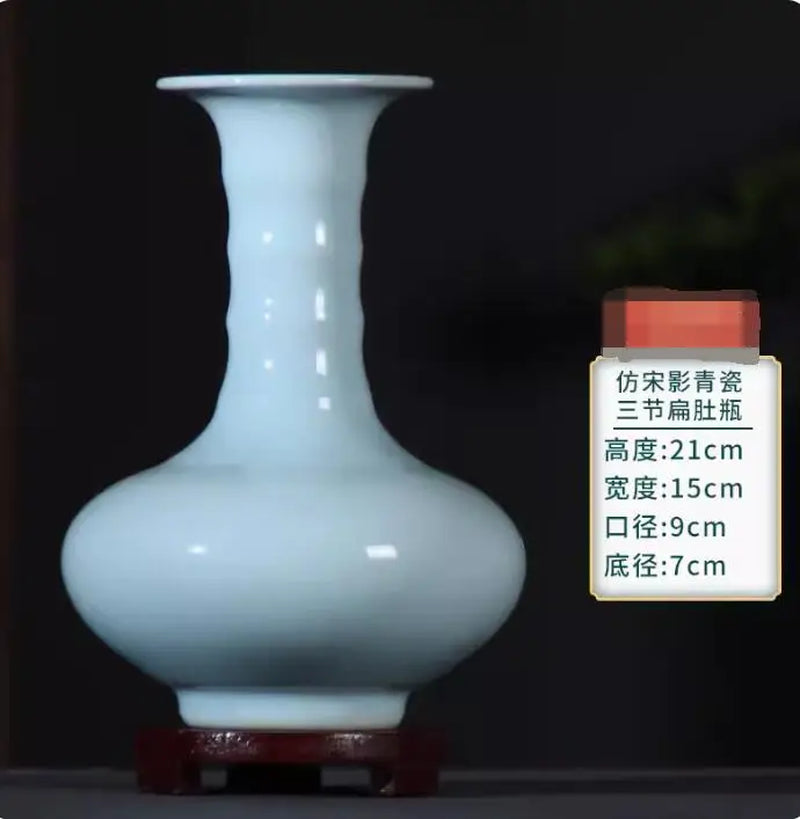 Ceramic Vase New Chinese Style Imitation Song Misty Blue Porcelain Home Living Room Curio Shelves Decoration Crafts Decorations