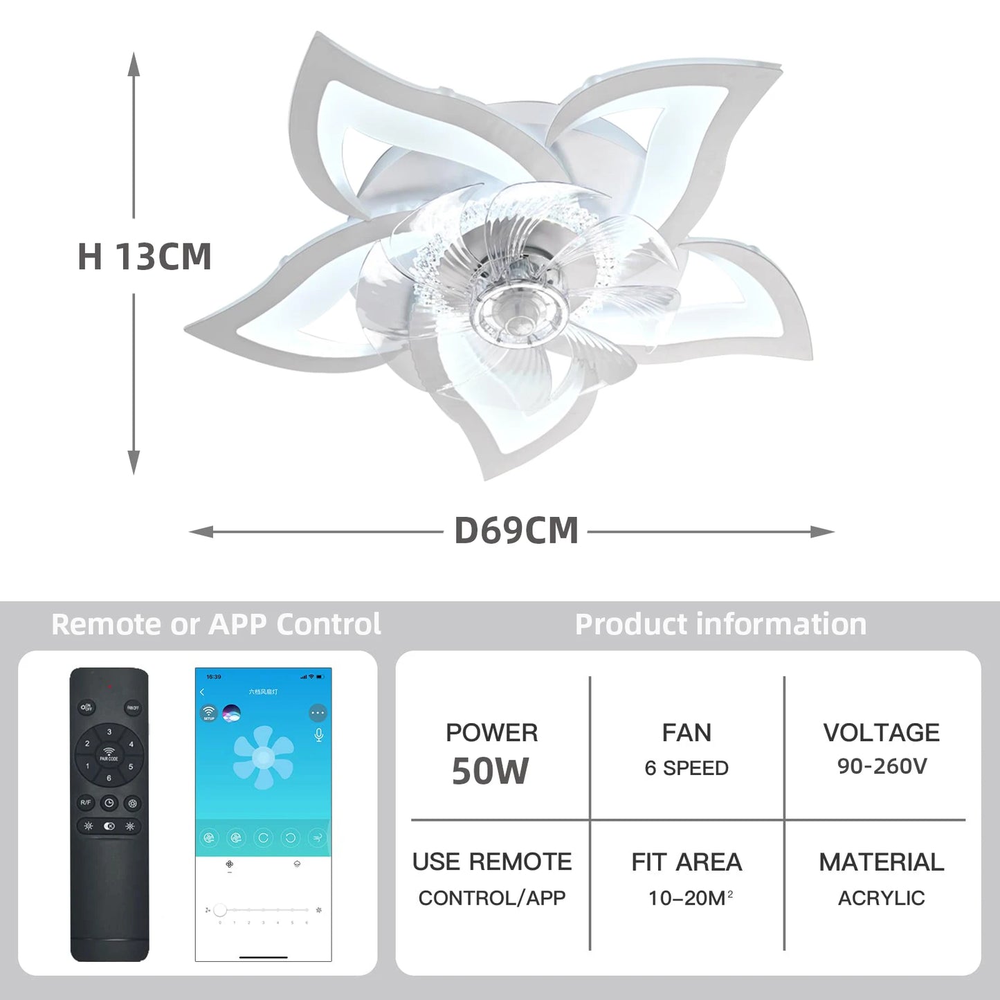 Ceiling Fans with Lights Smart Switch Modern Led Ceiling Fan Lamp Minimalist for Living Room Bedroom Home Decor Fan Lamp