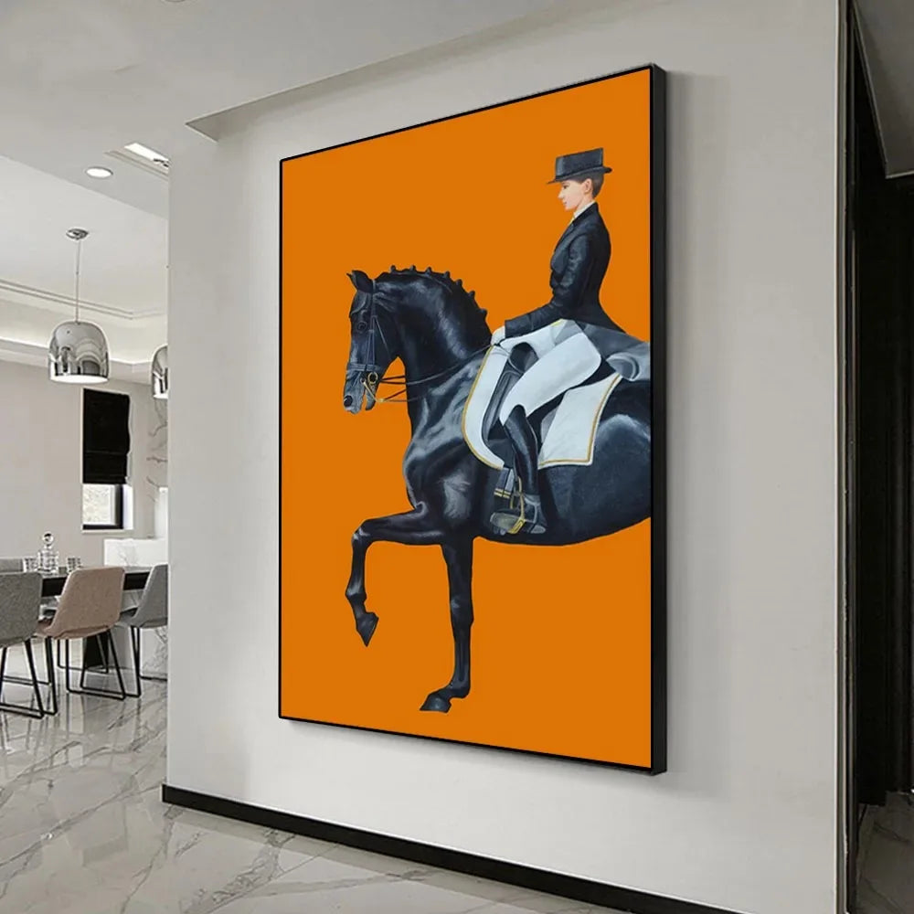 Modern Aristocratic Equestrian Posters Canvas Paintings Living Room Home Decorations Modern Horse Riding Oil Paintings Wall