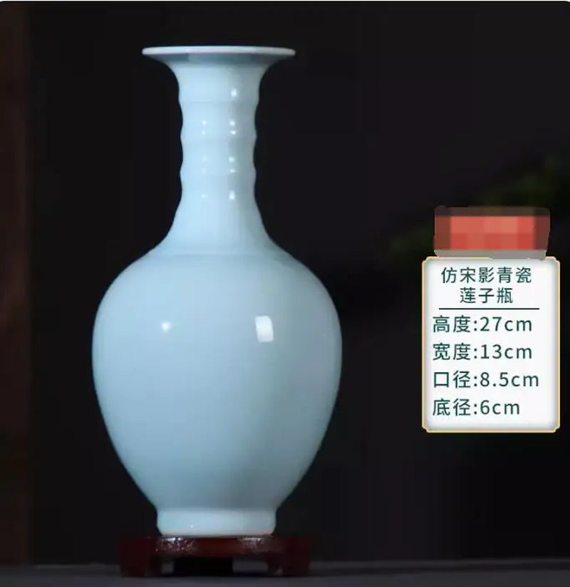Ceramic Vase New Chinese Style Imitation Song Misty Blue Porcelain Home Living Room Curio Shelves Decoration Crafts Decorations