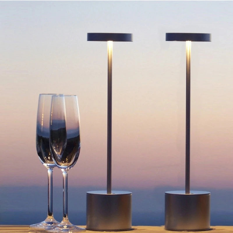Portable Modern Aluminium Led Dimmable Restaurant Cordless Table Lamp with Usb Rechargeable Battery for Hotel Bar Dinning Room