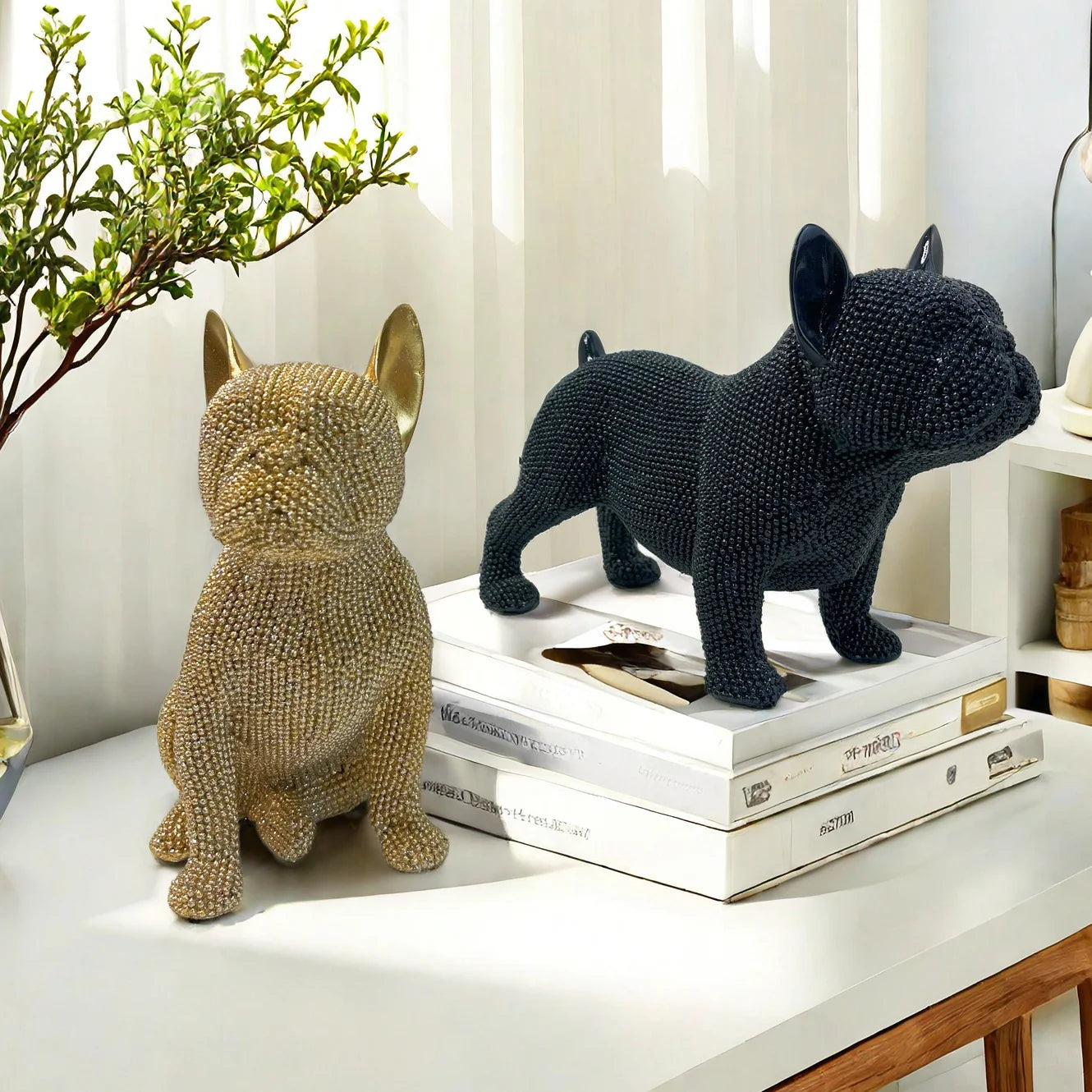 Creative Resin Handicraft Modern Seated Dog Ornament Home Living Room Office Desk Animal Decoration Festival Gift for Friends