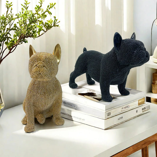 Creative Resin Handicraft Modern Seated Dog Ornament Home Living Room Office Desk Animal Decoration Festival Gift for Friends